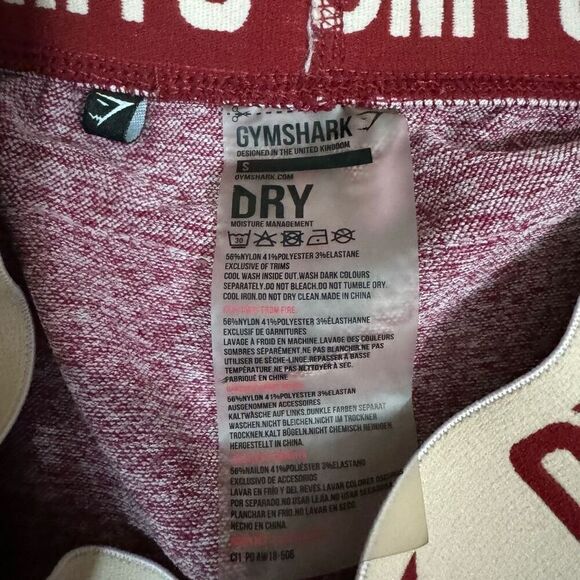 Gymshark Women's S Dry Flex Contour Leggings Heathered Maroon Logo Waist Workout - Picture 4 of 5